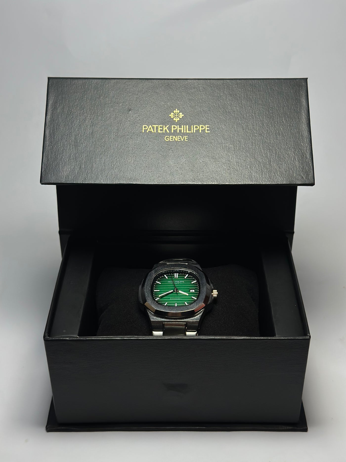 Patek Philippe Nautilus Green Dial Watch - Silver Strap