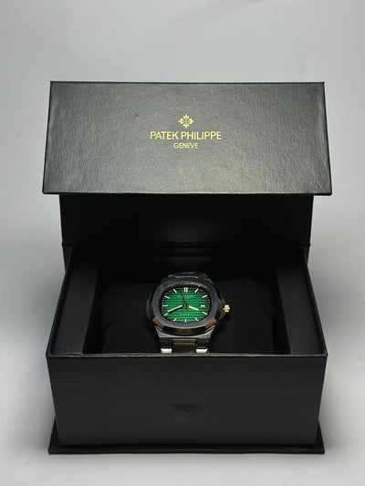 Patek Philippe Nautilus Green Dial Watch - Silver Strap