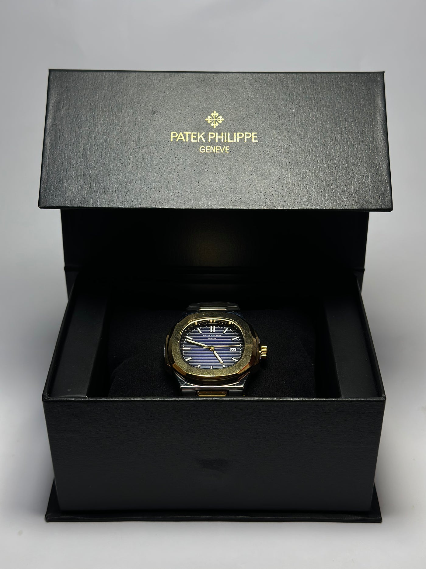 Patek Philippe Nautilus Blue Dial Watch - Two Tone Strap