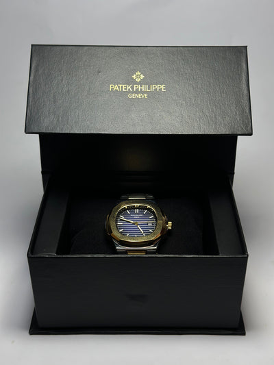 Patek Philippe Nautilus Blue Dial Watch - Two Tone Strap