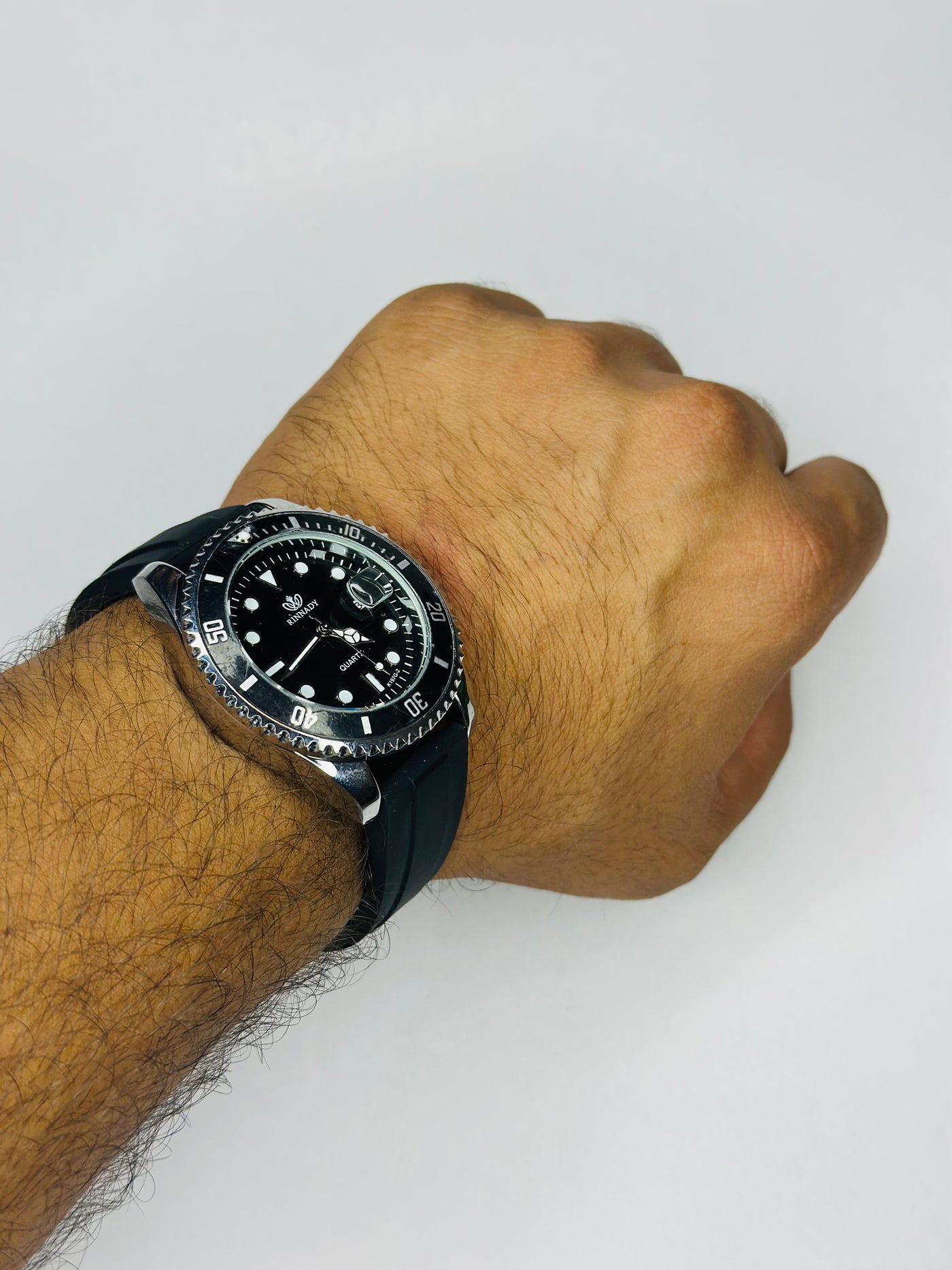 Reginald Men's Luminous Quartz Watch – Black Dial -Black Rubber Band