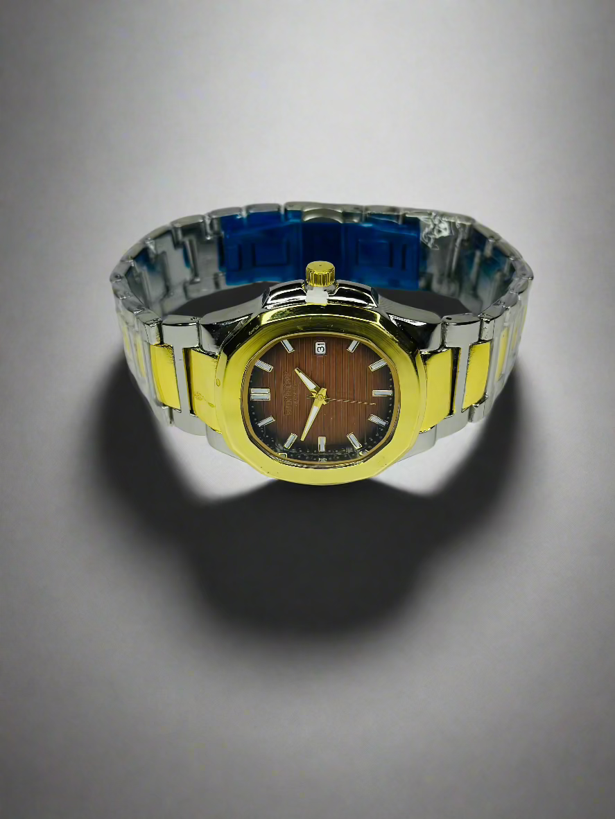 Patek Philippe Nautilus Brown Dial Watch - Two Tone Strap