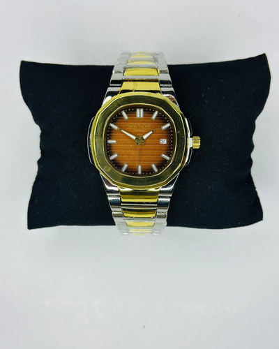 Patek Philippe Nautilus Brown Dial Watch - Two Tone Strap