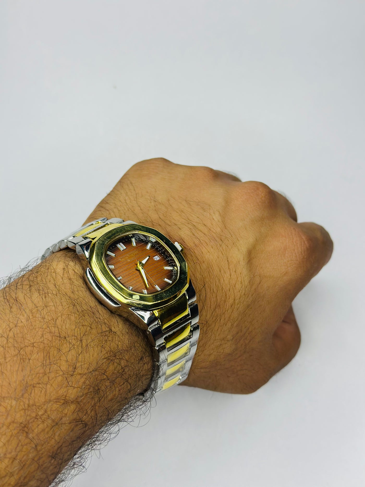 Patek Philippe Nautilus Brown Dial Watch - Two Tone Strap