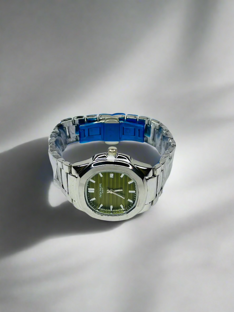 Patek Philippe Nautilus Light Green Dial Watch - Silver Strap