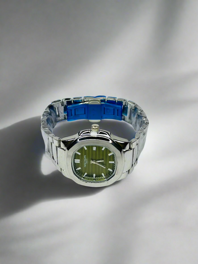 Patek Philippe Nautilus Light Green Dial Watch - Silver Strap