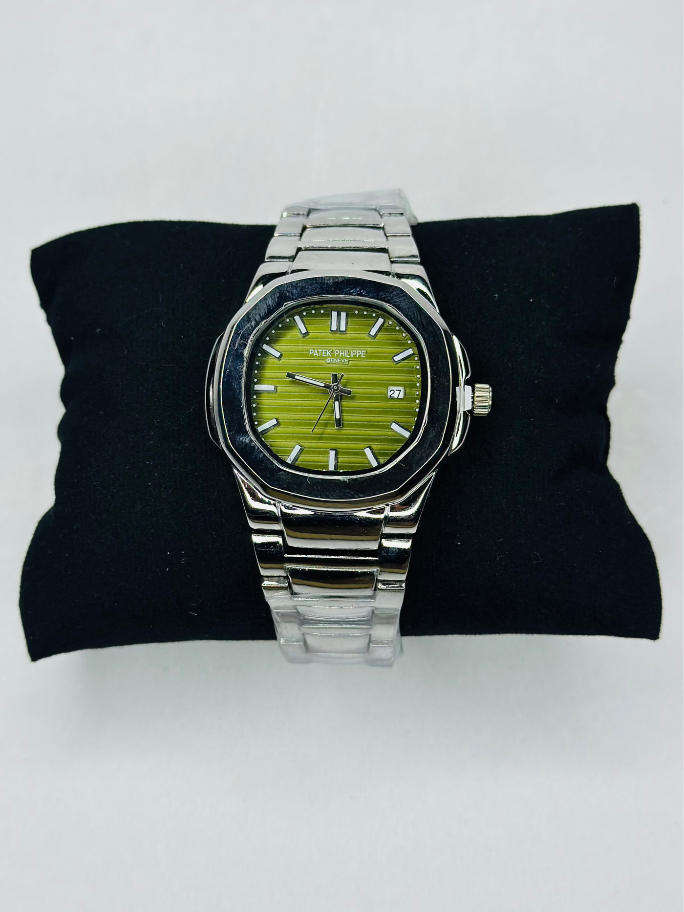 Patek Philippe Nautilus Light Green Dial Watch - Silver Strap