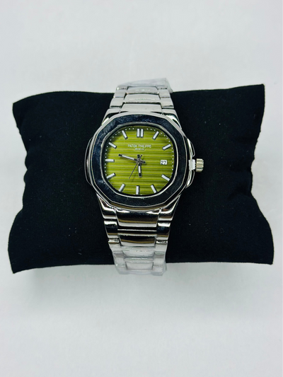 Patek Philippe Nautilus Light Green Dial Watch - Silver Strap