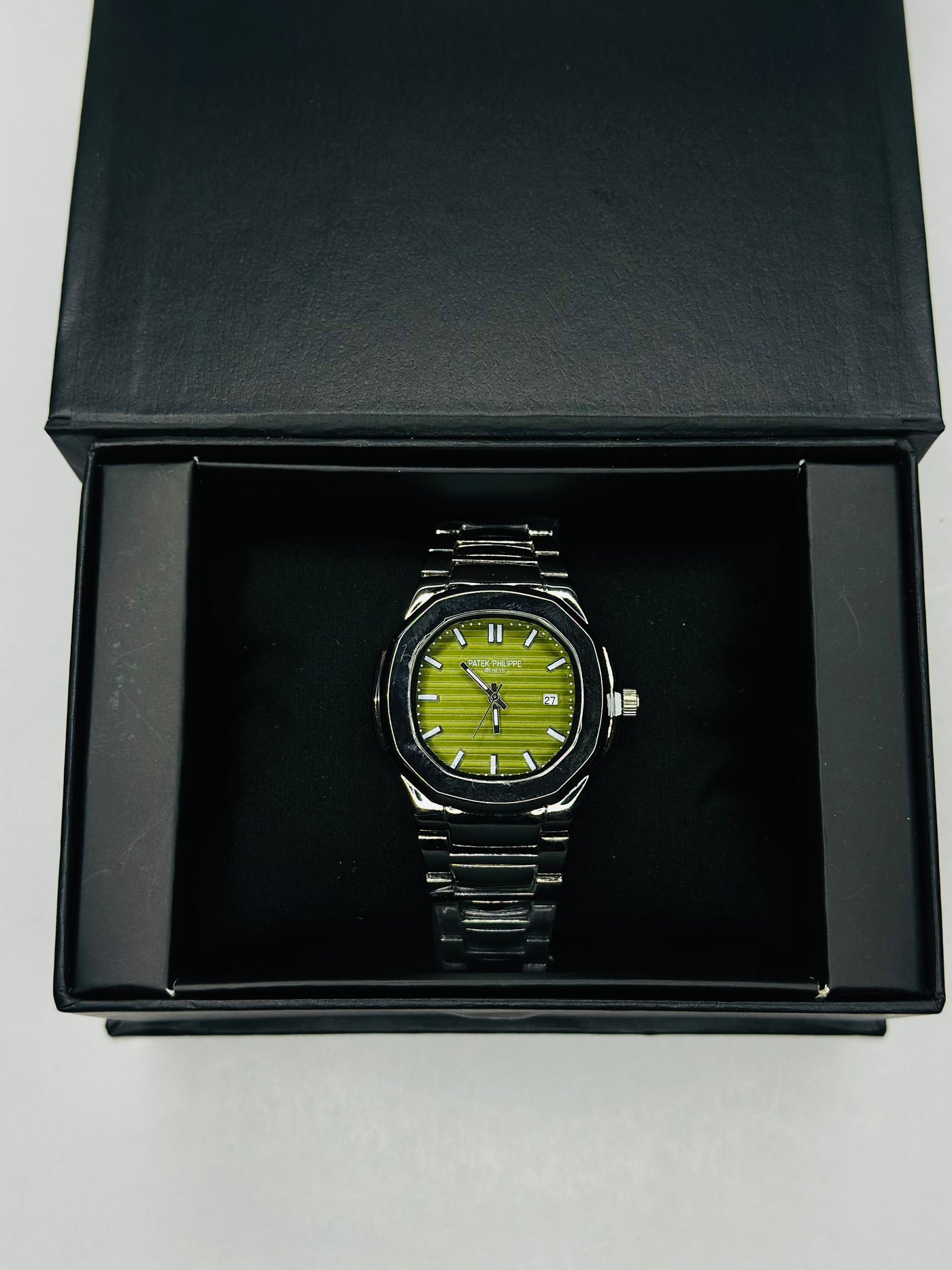 Patek Philippe Nautilus Light Green Dial Watch - Silver Strap