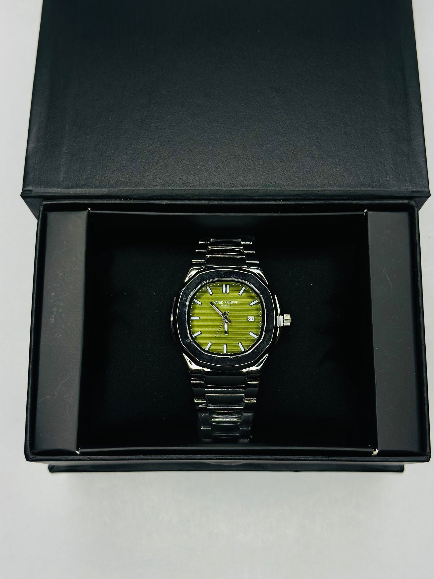 Patek Philippe Nautilus Light Green Dial Watch - Silver Strap