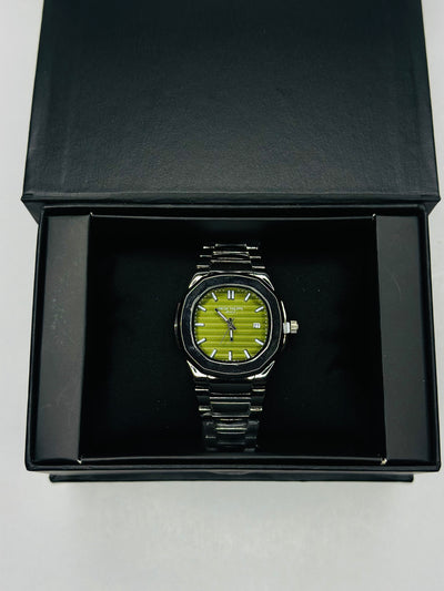 Patek Philippe Nautilus Light Green Dial Watch - Silver Strap