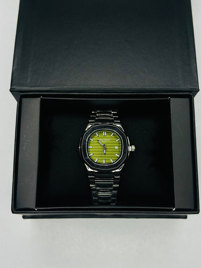 Patek Philippe Nautilus Light Green Dial Watch - Silver Strap