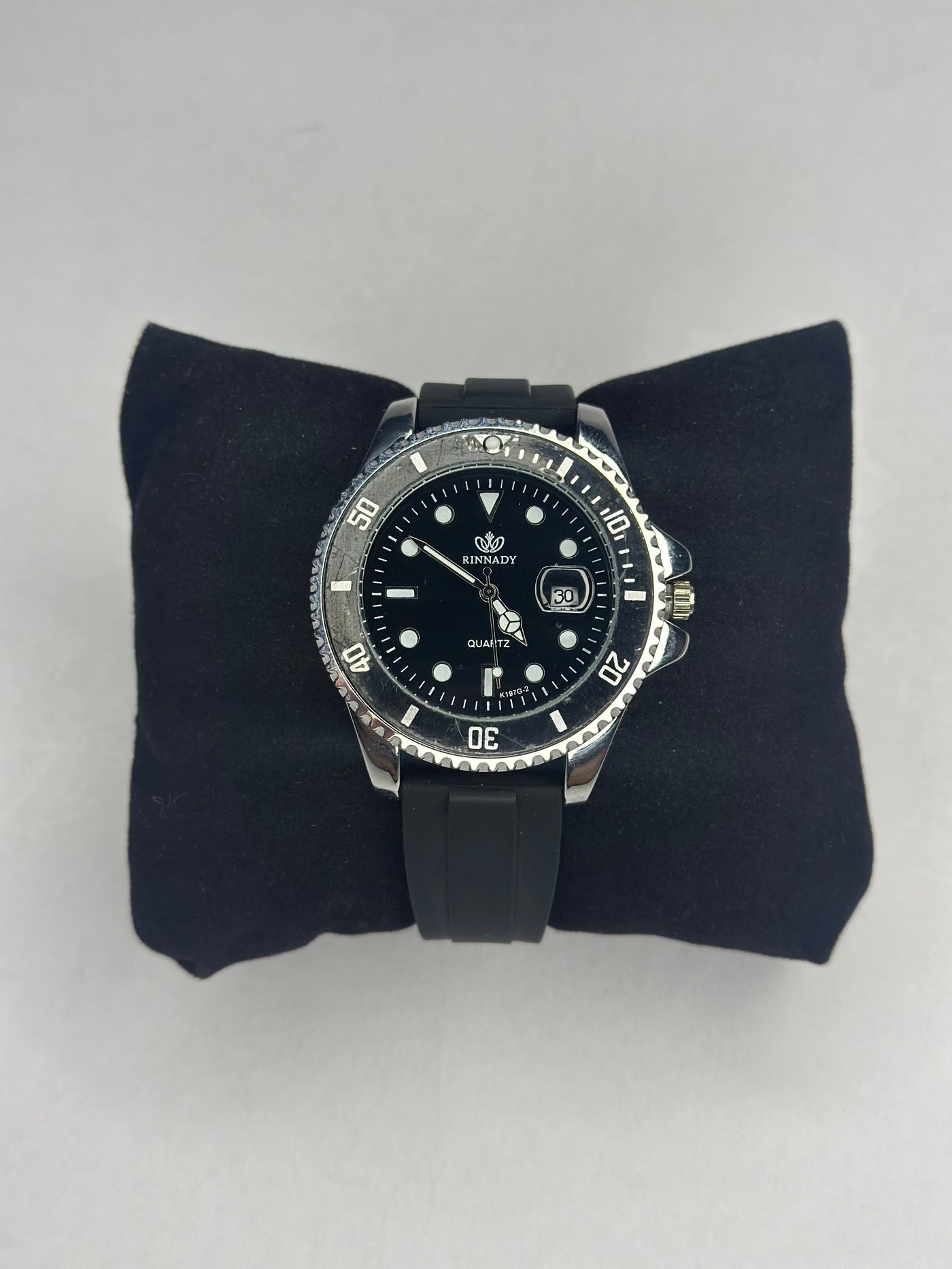 Reginald Men's Luminous Quartz Watch – Black Dial -Black Rubber Band