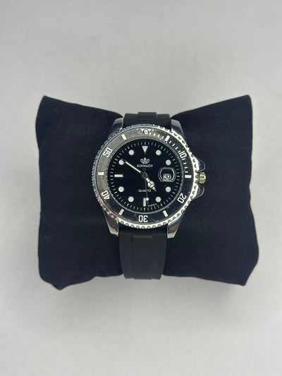 Reginald Men's Luminous Quartz Watch – Black Dial -Black Rubber Band