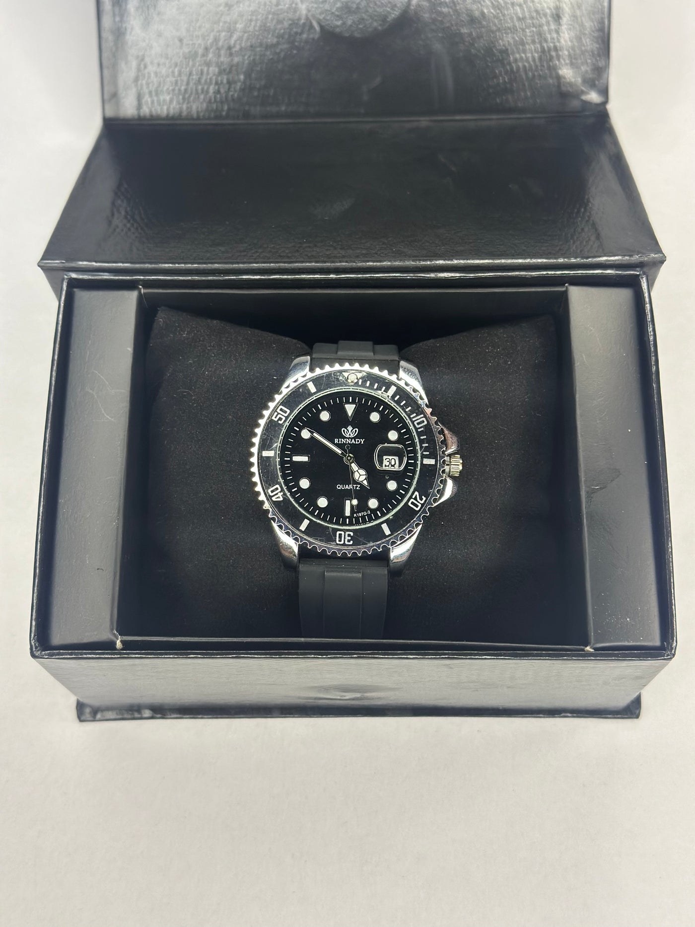 Reginald Men's Luminous Quartz Watch – Black Dial -Black Rubber Band