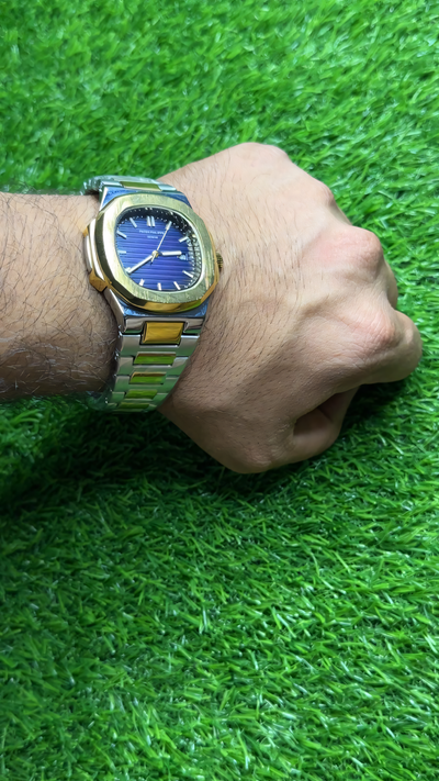 Patek Philippe Nautilus Blue Dial Watch - Two Tone Strap