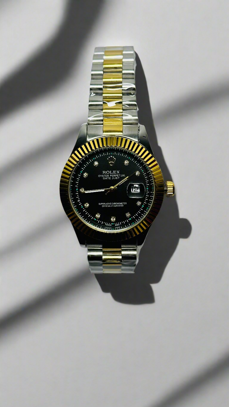 Rolex Oyster Perpetual Datejust - Black dial - Two-tone design