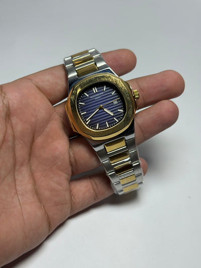 Patek Philippe Nautilus Blue Dial Watch - Two Tone Strap