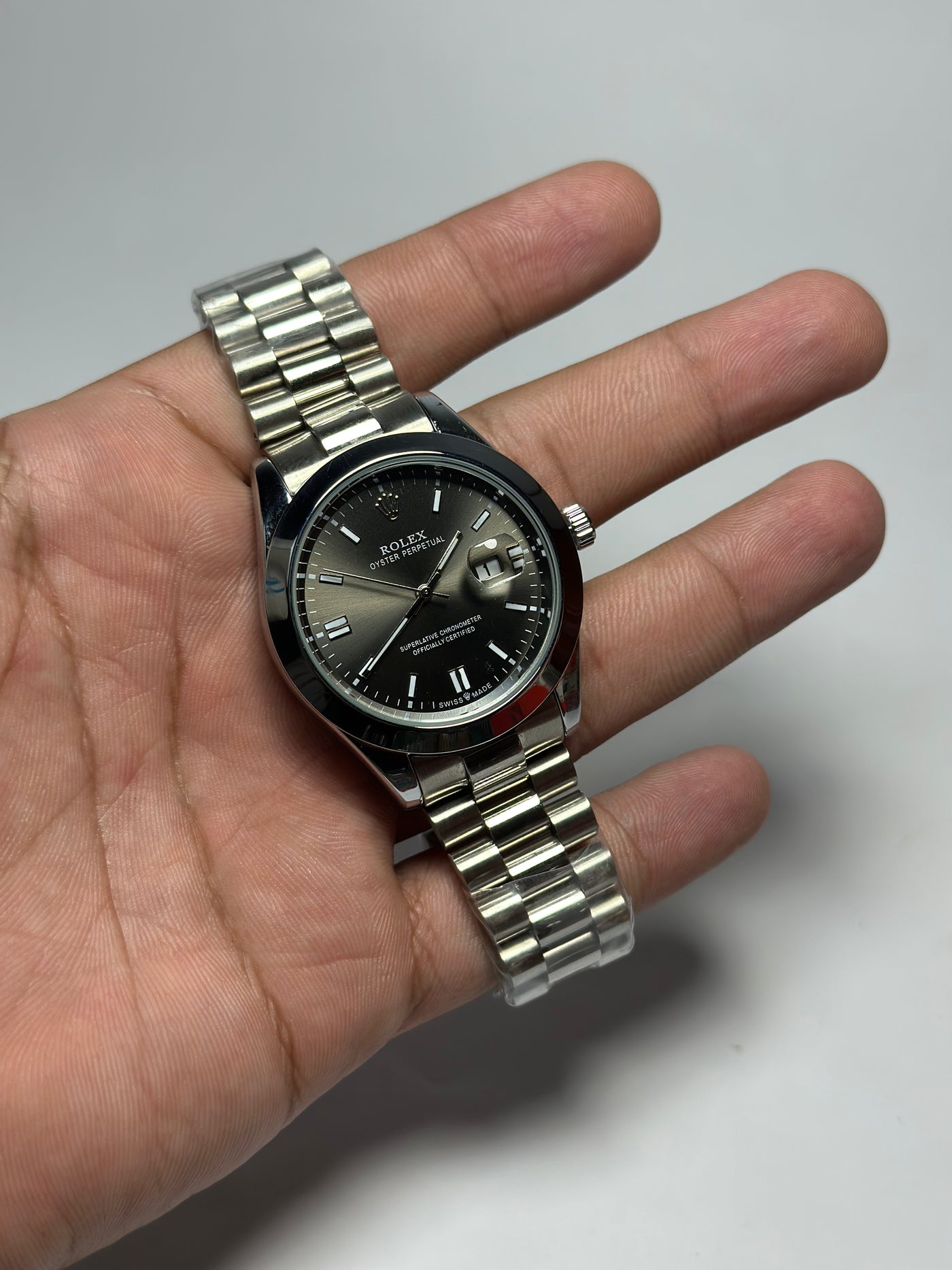 Rolex Oyster Perpetual Datejust - Black Dial-Stainless Steel Strap