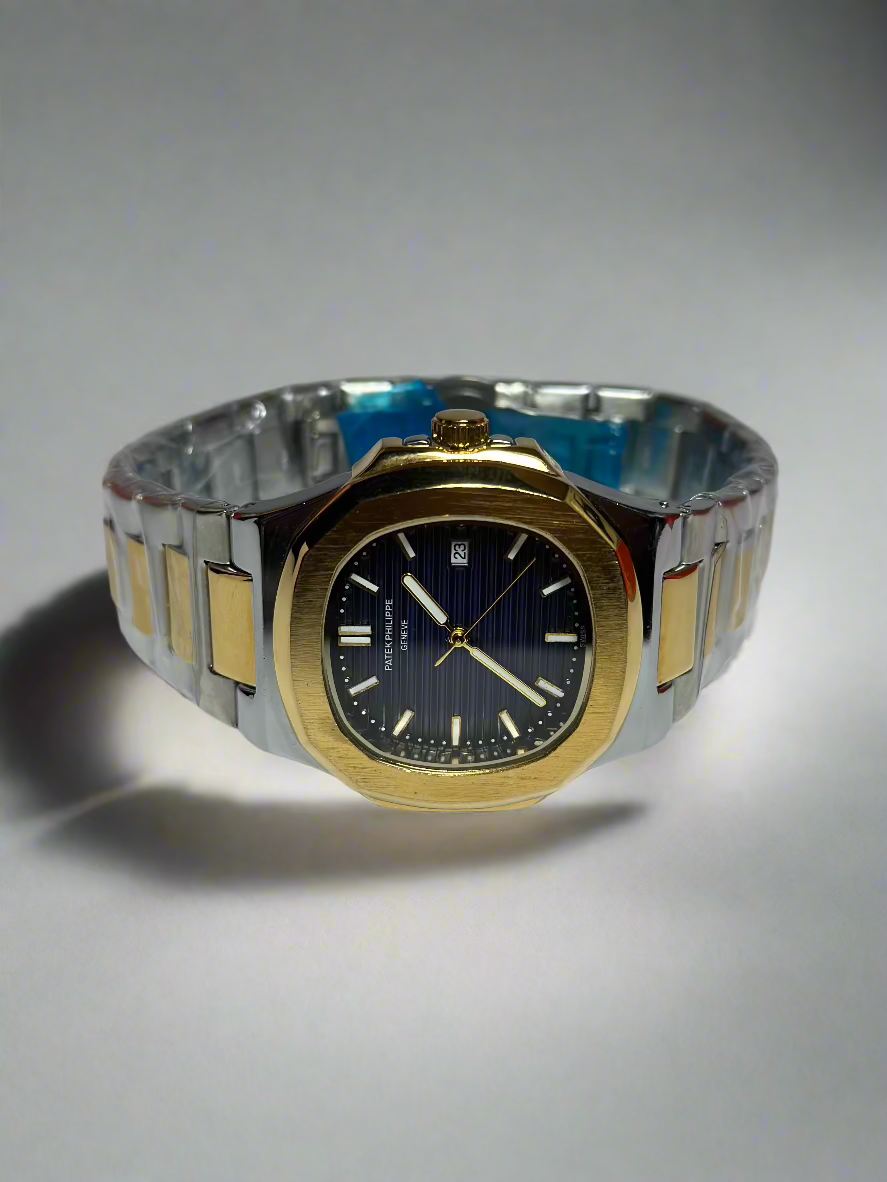 Patek Philippe Nautilus Blue Dial Watch - Two Tone Strap