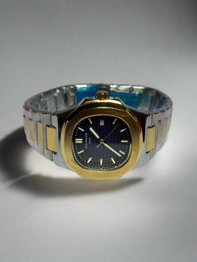 Patek Philippe Nautilus Blue Dial Watch - Two Tone Strap